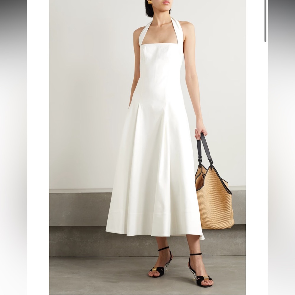 KHAITE Lalita pleated halterneck midi dress